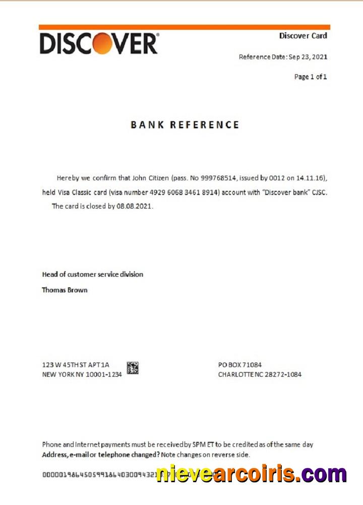 USA Discover closure reference